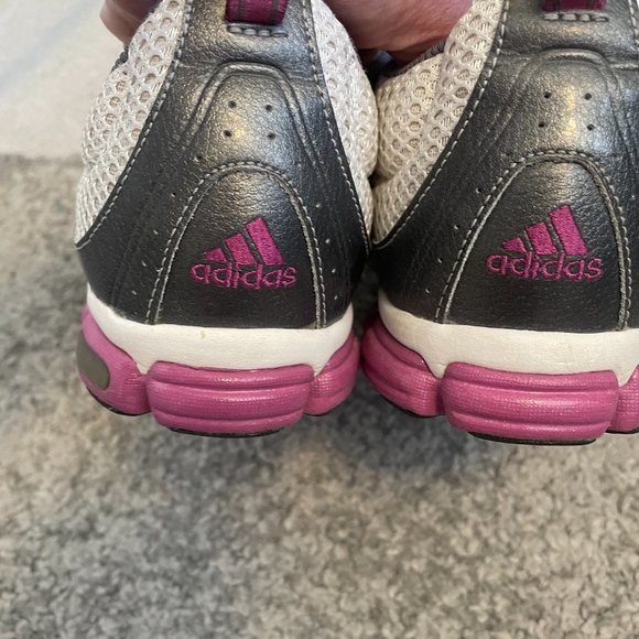 EUC Ladies Size 11 Adidas white and pink mesh 3d cushion lace up trainers - Picture 6 of 13